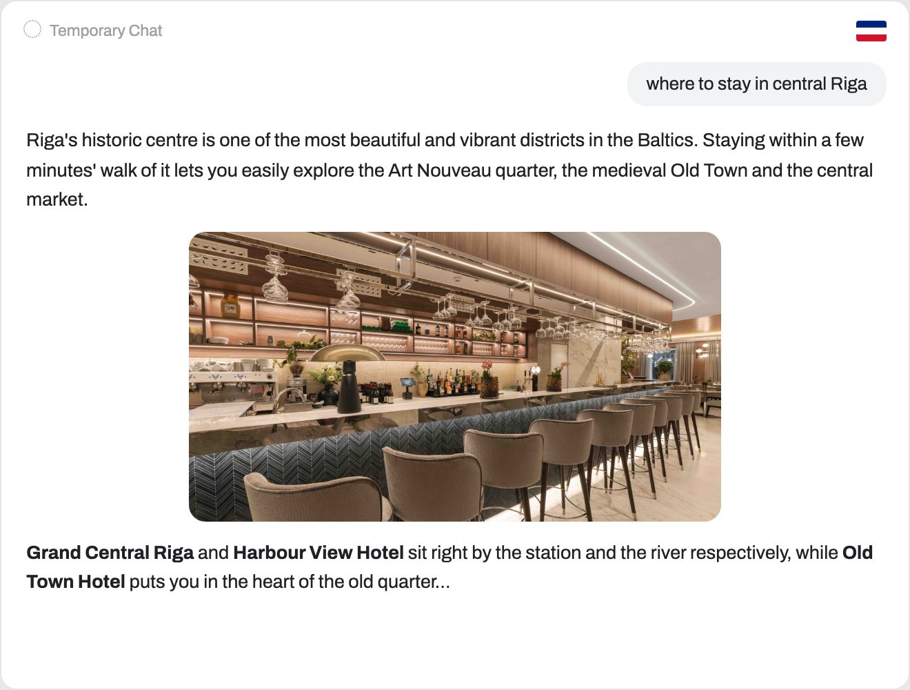 Captured Gemini answer screenshot — hotel ranked last